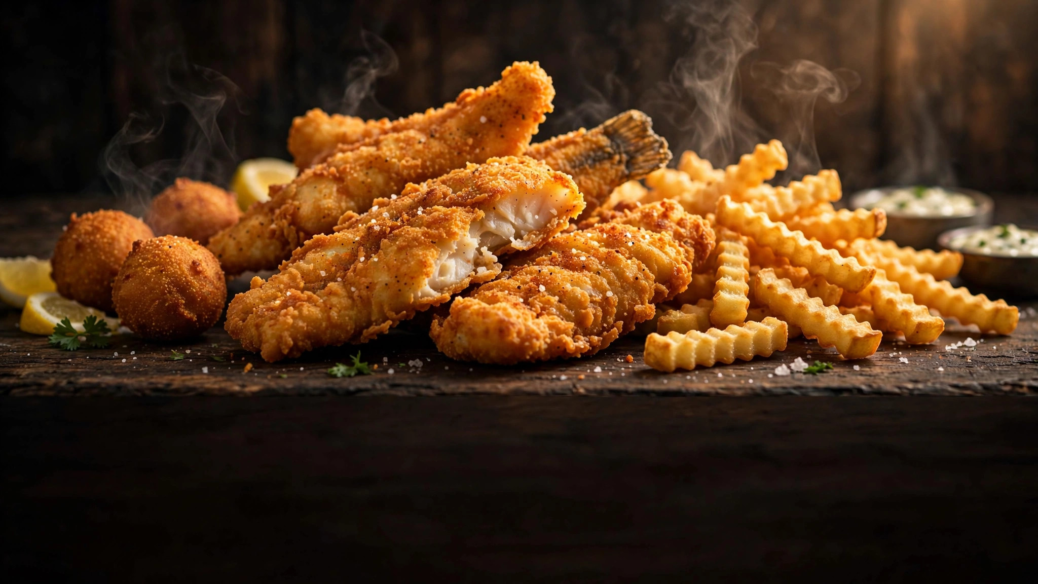 Golden fried catfish dinner at FRY-WAY 59